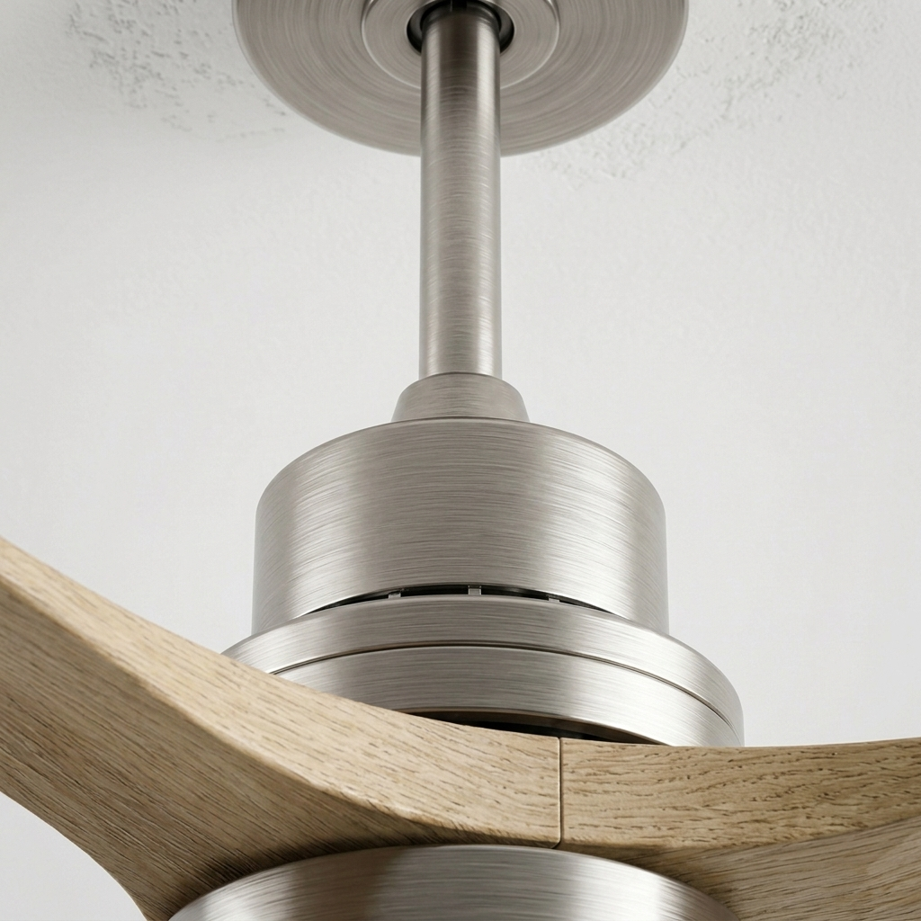 Ventilateur plafond silencieux 3 pales bois naturel nickel LED | Solve