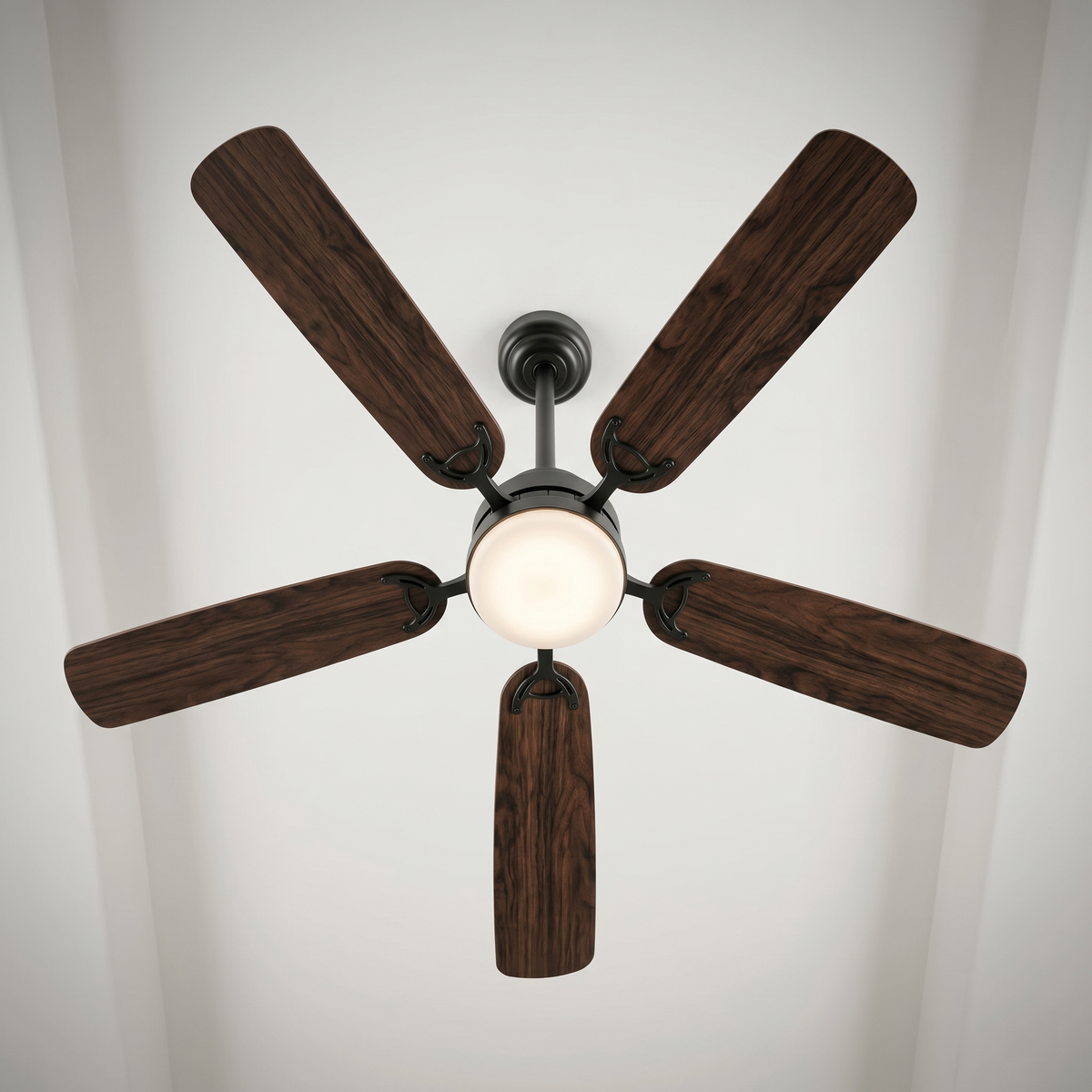 Ventilateur plafond silencieux 5 pales noyer noir LED | Darvo