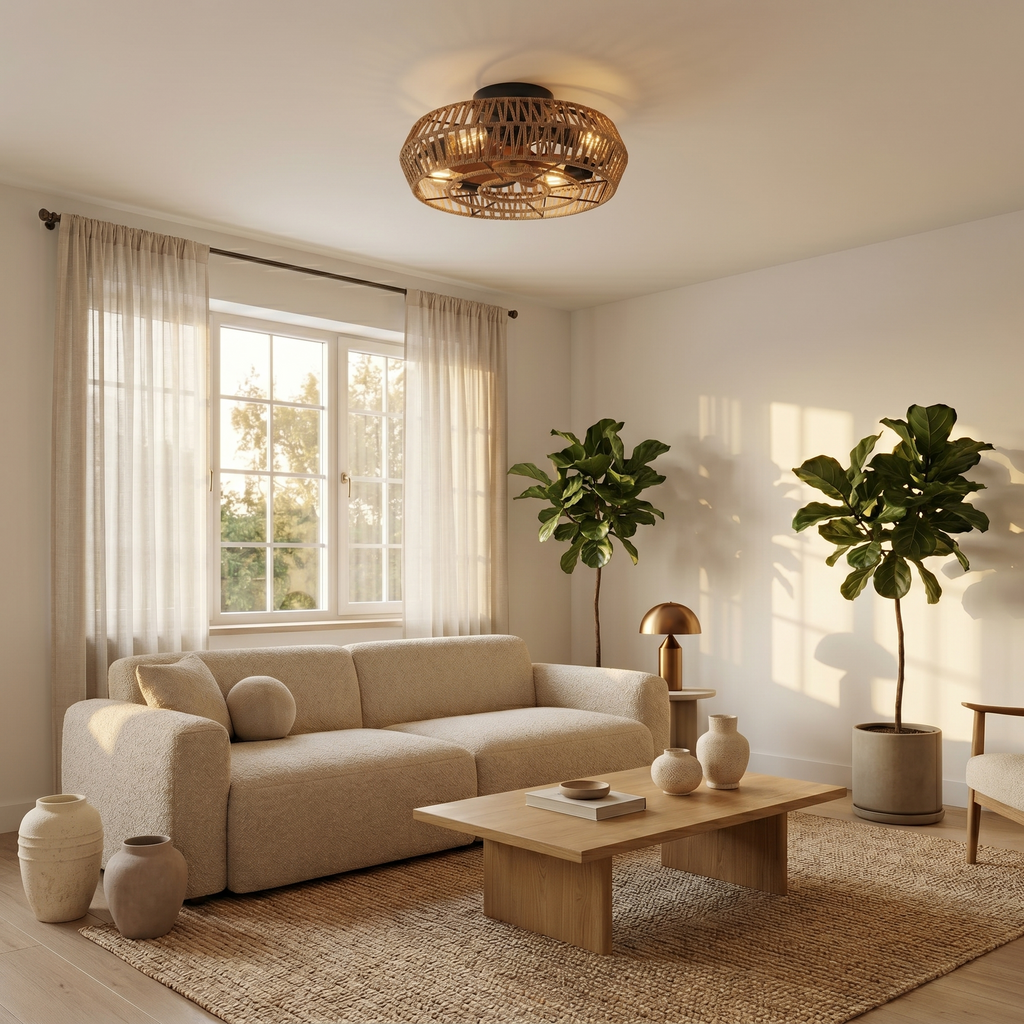 Ventilateur plafond silencieux cage corde | Nira