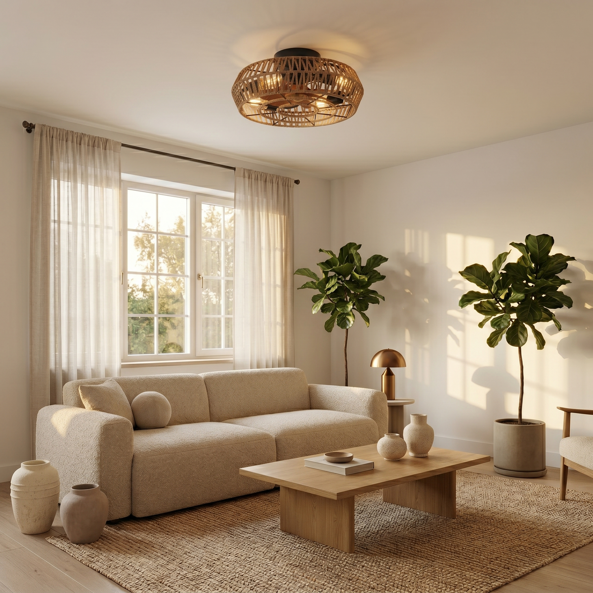 Ventilateur plafond silencieux cage corde | Nira