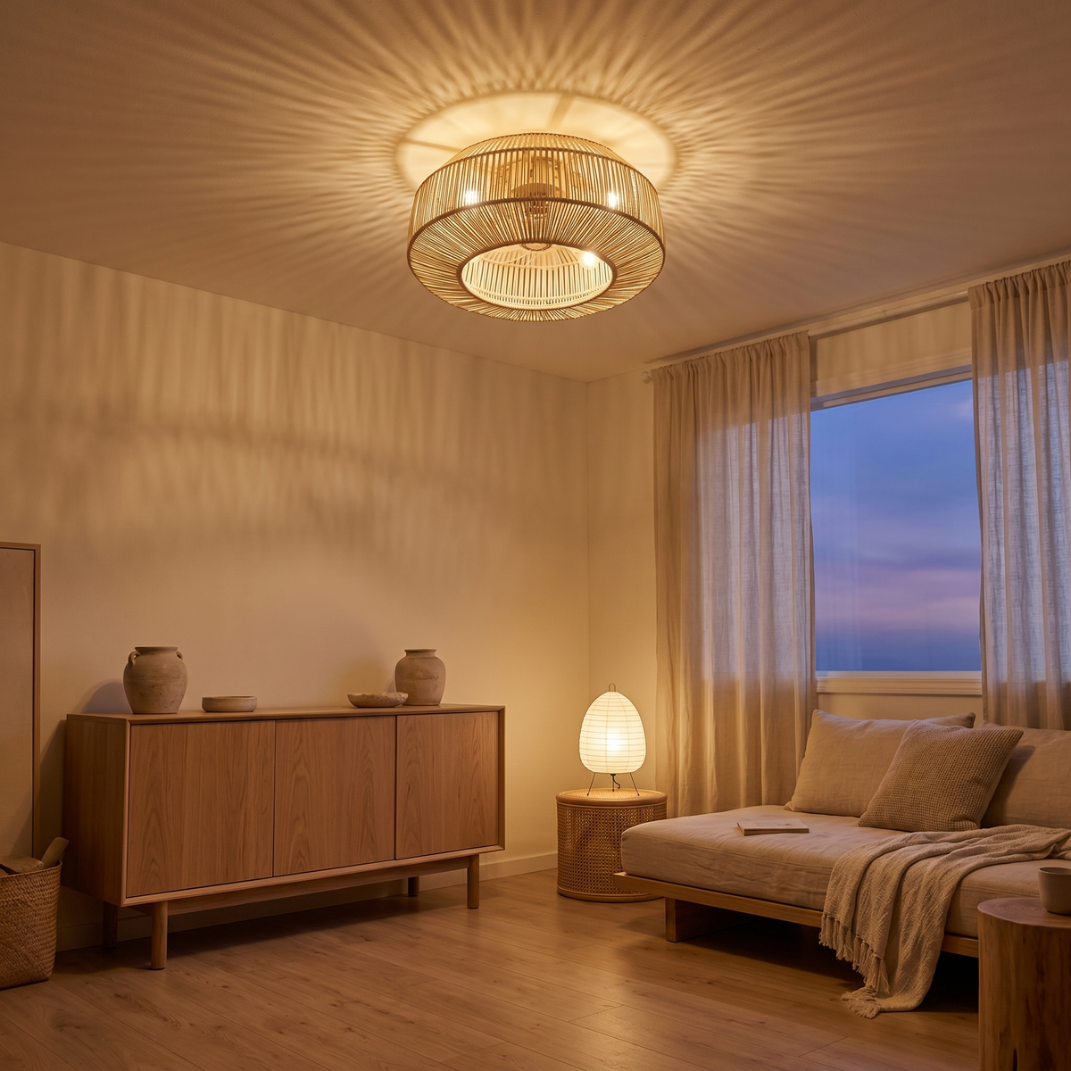 Ventilateur plafond silencieux bambou tressé | Kaya