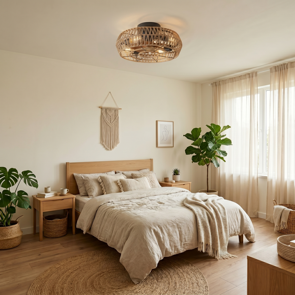 Ventilateur plafond silencieux cage corde | Nira