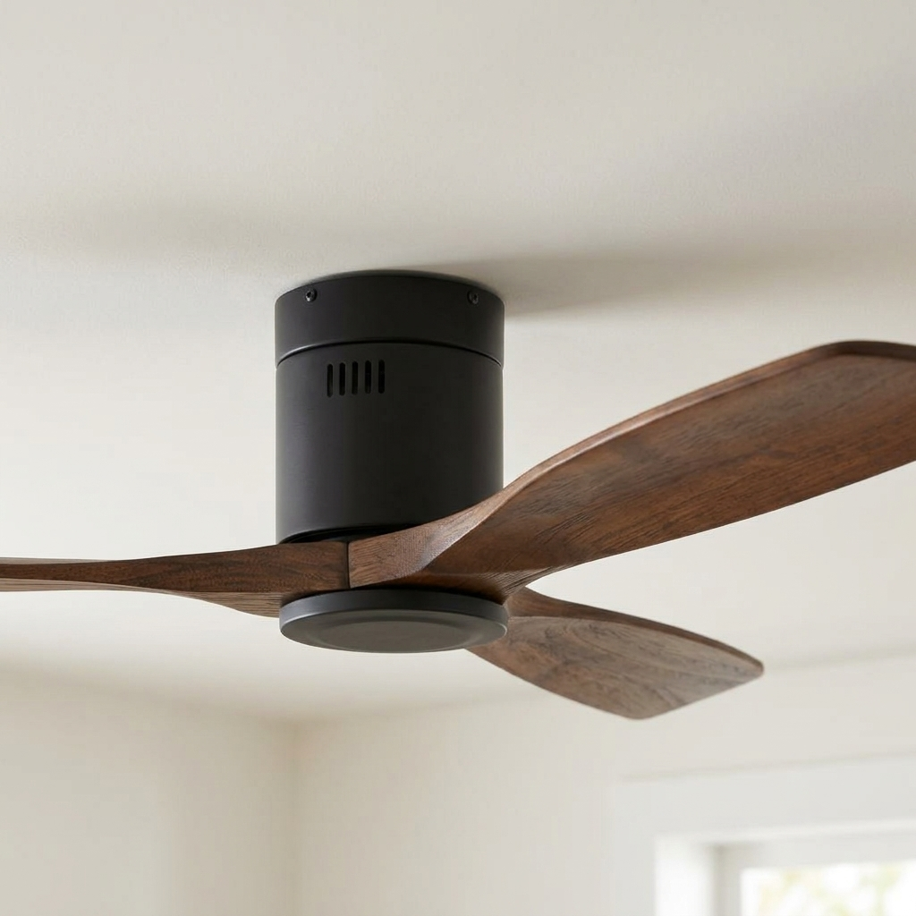 Ventilateur plafond silencieux pales bois noyer noir | Morva