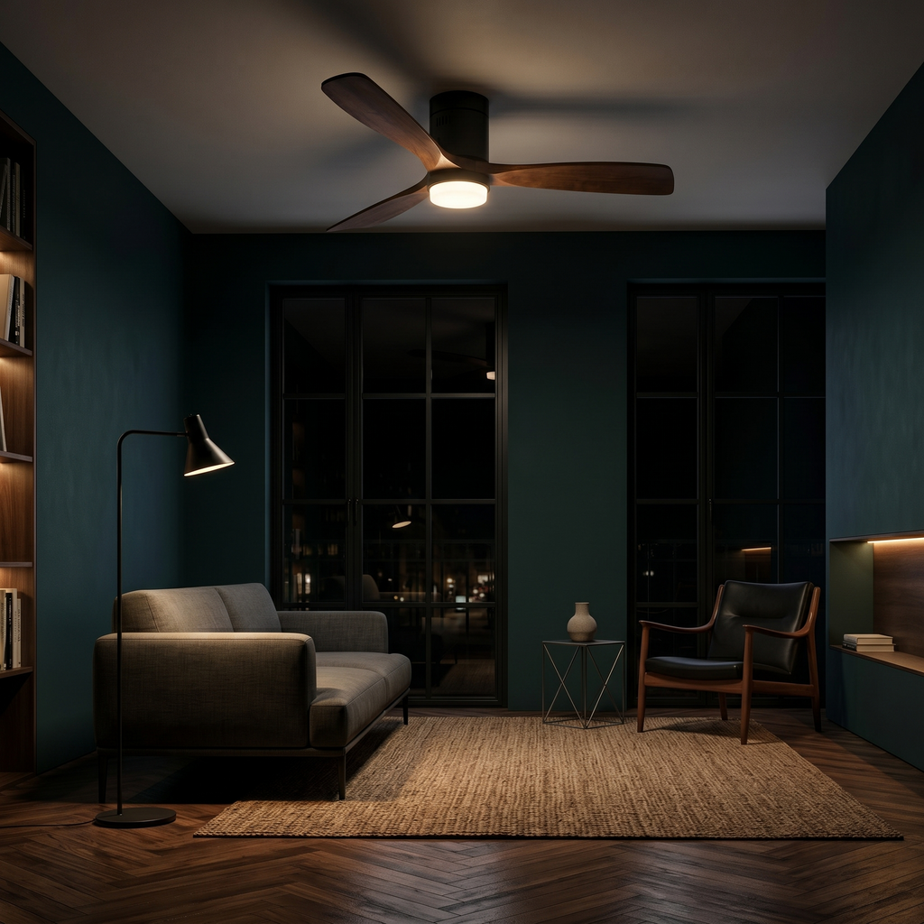 Ventilateur plafond silencieux pales bois noir | Nokta