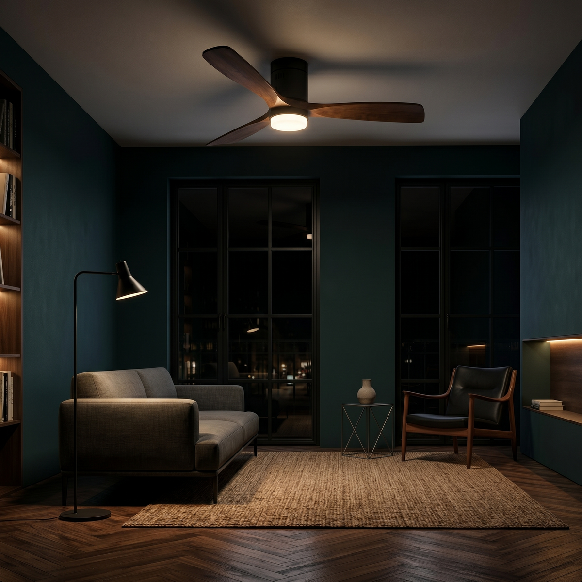 Ventilateur plafond silencieux pales bois noir | Nokta