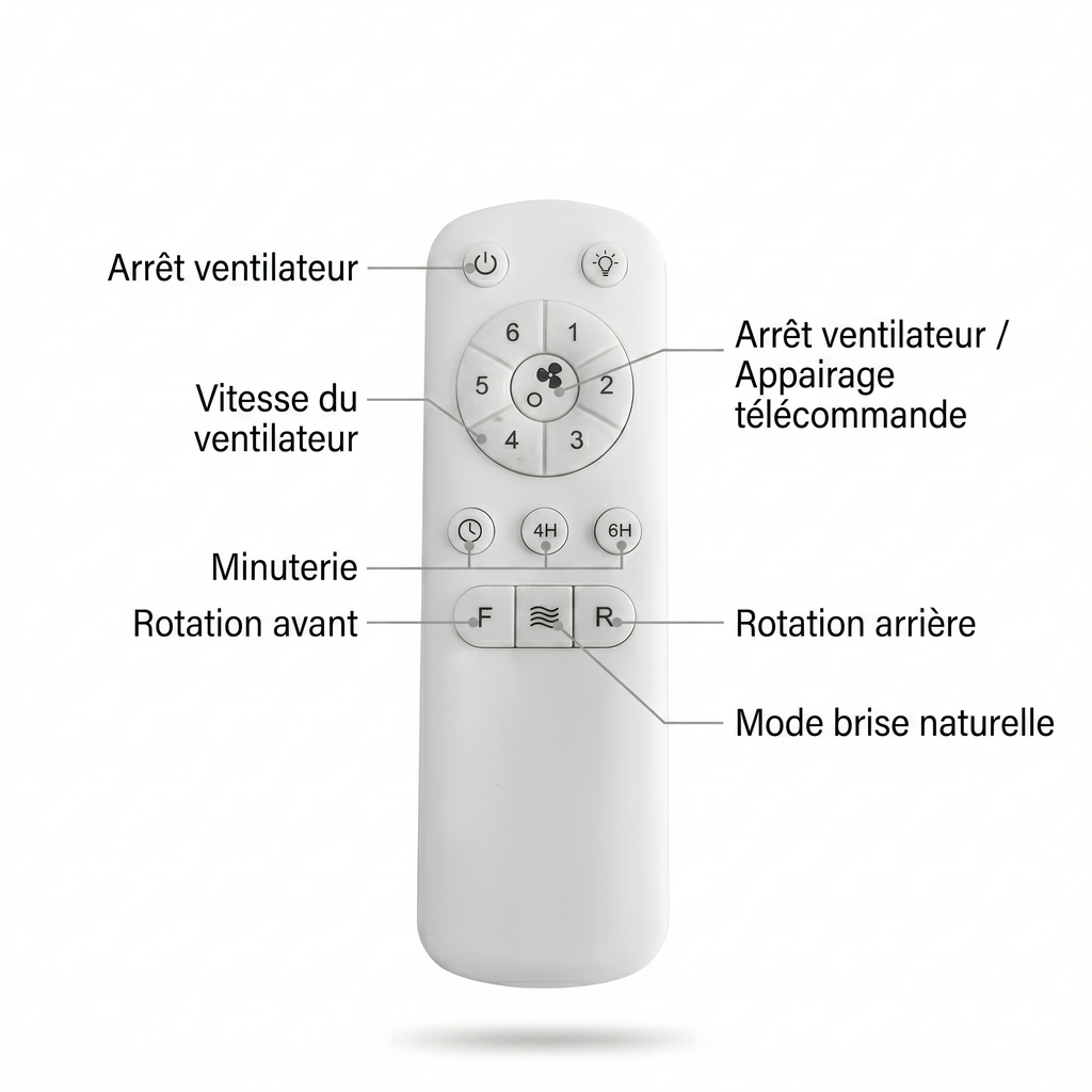 Ventilateur plafond silencieux pales bois blanc | Vael
