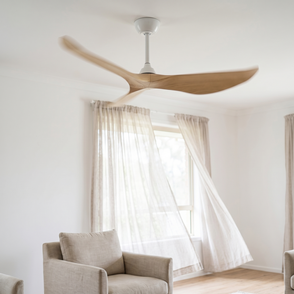Ventilateur plafond silencieux pales bois blanc | Vael